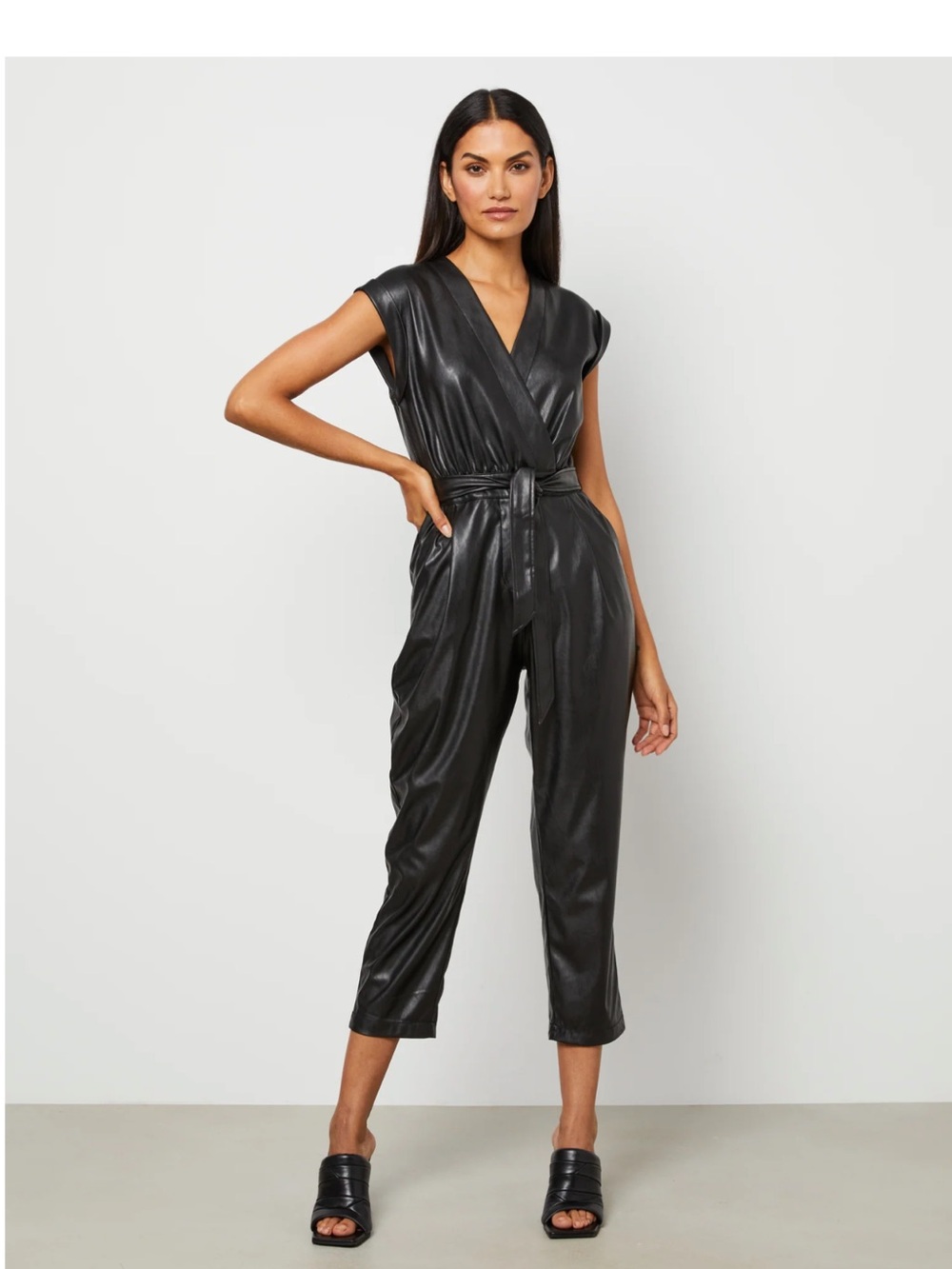 BCBGMaxAzria vegan leather Alana jumpsuit